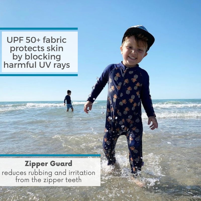 SwimZip Boys' Long-Sleeve UPF 50+ Swimsuit for Baby, Toddler, & Little Boys Pineapples - Image 4